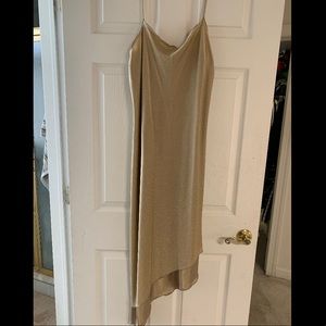 Size 14 golden tone bodycon below knee dress